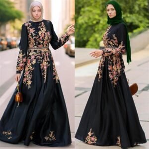 Robe Abaya pour Femmes Robes De Prière Musulmanes Maxi À Manches Longues