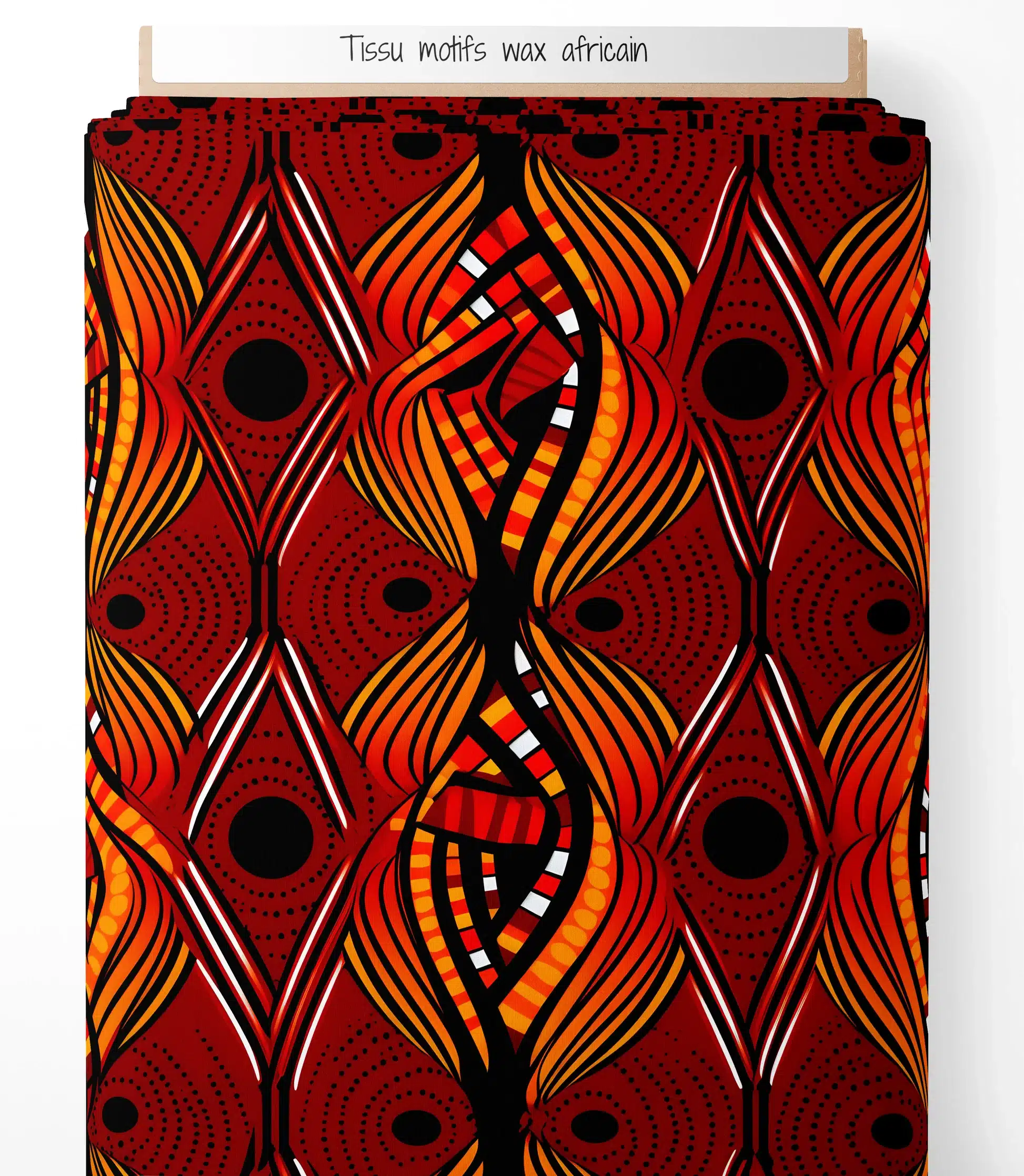 tissu, wax, africain, couture, rouge, jaune